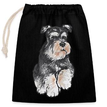 Zwergschnauzer Hund Schnauzer - Verschließbarer Geschenkbeutel aus Baumwolle (25x30cm) - Schwarz - Vorne