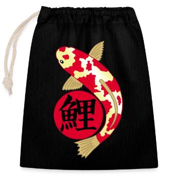 Poisson japonais et manga - Sac cadeau en coton avec cordon (25 x 30 cm) - noir - Devant