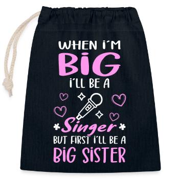 Annonce de I ́Ll Be A Big Sister Singer Girls - Sac cadeau en coton avec cordon (25 x 30 cm) - bleu marine - Devant