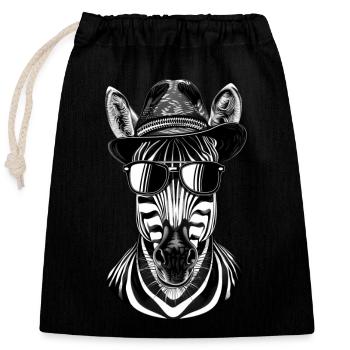 Zèbre - Sac cadeau en coton avec cordon (25 x 30 cm) - noir - Devant