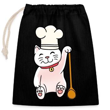 Katze Koch Köchin Köche kochen Gastgeber - Verschließbarer Geschenkbeutel aus Baumwolle (25x30cm) - Schwarz - Vorne