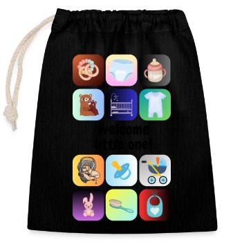 Bienvenue petit - Bébés Symboles - Sac cadeau en coton avec cordon (25 x 30 cm) - noir - Devant