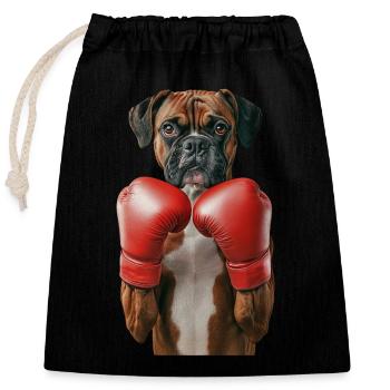 Boxer - Verschließbarer Geschenkbeutel aus Baumwolle (25x30cm) - Schwarz - Vorne