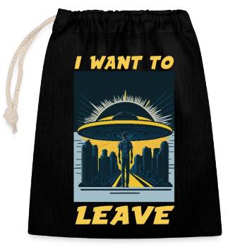 I Want To Leave Humour Burn Out & Escape - Closable cotton gift bag (25x30cm) - black - Front