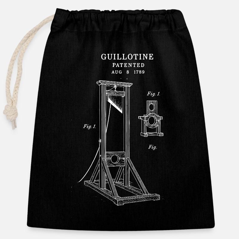 Plan de brevet de guillotine industrielle - Sac cadeau en coton avec cordon (25 x 30 cm) - noir