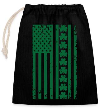 Jour de la Saint-Patrick du trèfle américain aux États-Unis - Sac cadeau en coton avec cordon (25 x 30 cm) - noir - Devant