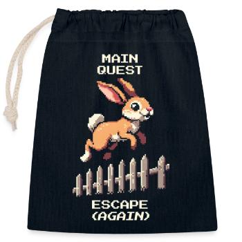 Quête principale Évasion | Blague d’évasion de lapin - Sac cadeau en coton avec cordon (25 x 30 cm) - bleu marine - Devant
