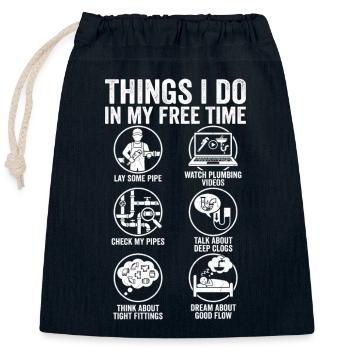 Choses que je fais pendant mon temps libre Humour de plombier - Sac cadeau en coton avec cordon (25 x 30 cm) - bleu marine - Devant