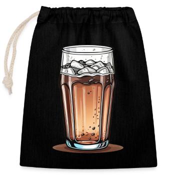 Cola-Glas - Verschließbarer Geschenkbeutel aus Baumwolle (25x30cm) - Schwarz - Vorne