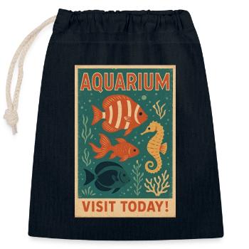 Vintage Tropische Fische Poster - Retro Acquat Art - Verschließbarer Geschenkbeutel aus Baumwolle (25x30cm) - Navy - Vorne