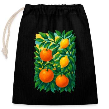 Citrus Grove Dream - Closable cotton gift bag (25x30cm) - black - Front