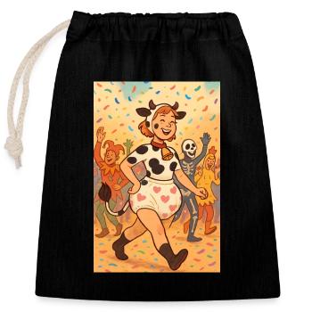 Halloween Party Cow Dress - Closable cotton gift bag (25x30cm) - black - Front