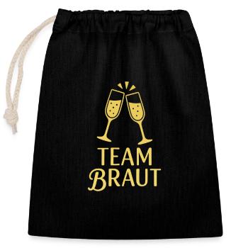 Team Braut - Verschließbarer Geschenkbeutel aus Baumwolle (25x30cm) - Schwarz - Vorne