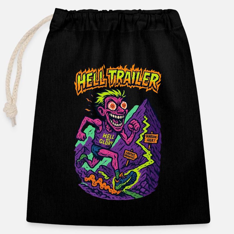 Hell Trailer Abenteuer-Design - Verschließbarer Geschenkbeutel aus Baumwolle (25x30cm) - Schwarz