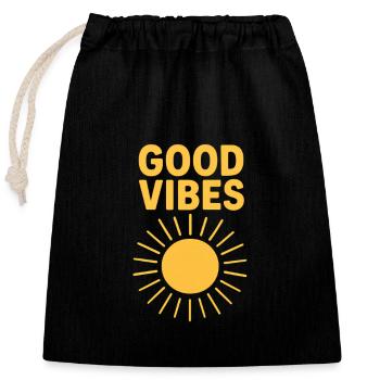 Positive sun rays design for clothing - Closable cotton gift bag (25x30cm) - black - Front
