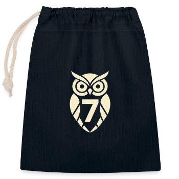 Hibou minimaliste avec design numéro sept - Sac cadeau en coton avec cordon (25 x 30 cm) - bleu marine - Devant