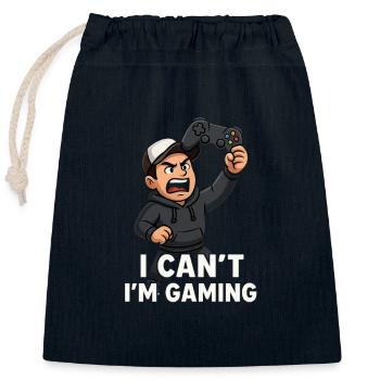 I Cant m Gaming - Closable cotton gift bag (25x30cm) - navy - Front