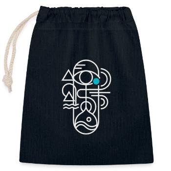 Abstract water and nature fusion - Closable cotton gift bag (25x30cm) - navy - Front