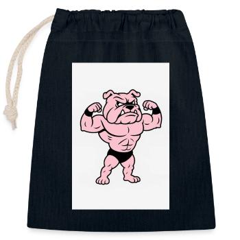 Pink Muskelbulldog Pose - Verschließbarer Geschenkbeutel aus Baumwolle (25x30cm) - Navy - Vorne