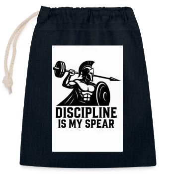 Spartan Discipline – Barbell Spear - Closable cotton gift bag (25x30cm) - navy - Front