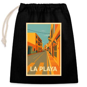 Playa de La Calera - Closable cotton gift bag (25x30cm) - black - Front
