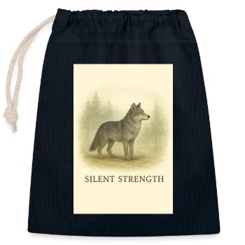 Silent Force Wolf - Closable cotton gift bag (25x30cm) - navy - Front