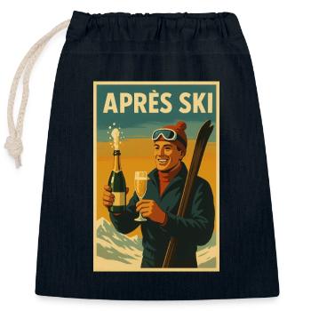 Après Ski Vintage Feier Poster - Verschließbarer Geschenkbeutel aus Baumwolle (25x30cm) - Navy - Vorne