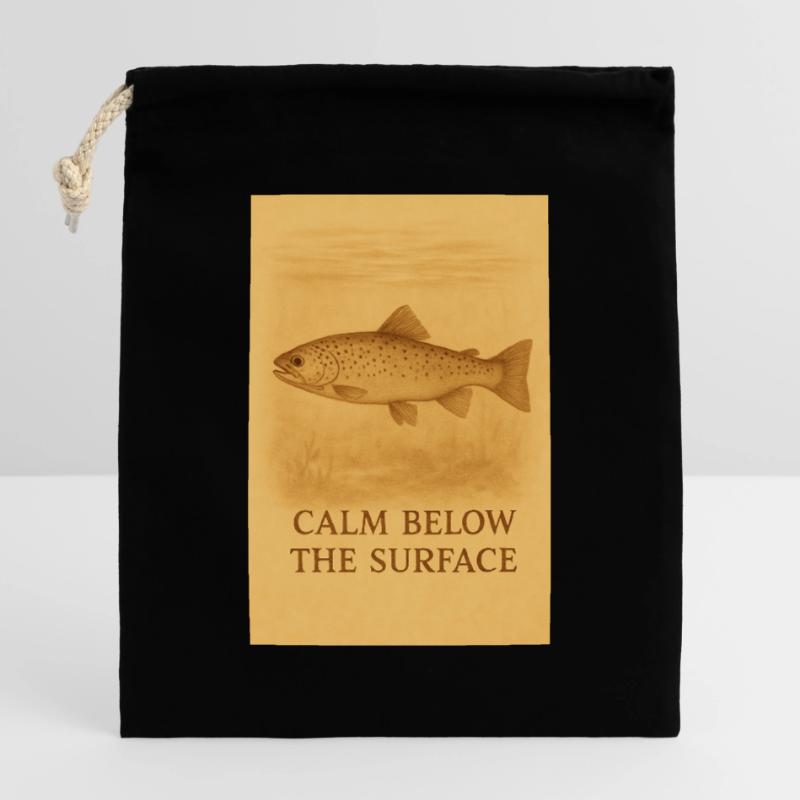Empreinte de truite calme sous la surface Sac cadeau en coton avec cordon (25 x 30 cm)