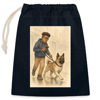 Matt and Holly - Closable cotton gift bag (25x30cm) - navy - Front