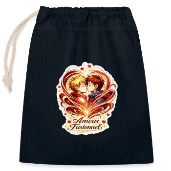 Amour Fusionnel: Duo Enlacé - Sac cadeau en coton avec cordon (25 x 30 cm) - bleu marine - Devant