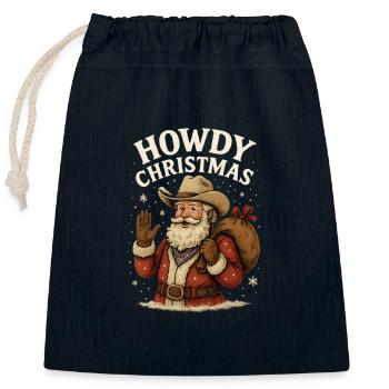 Howdy Christmas Western Santa - Closable cotton gift bag (25x30cm) - navy - Front