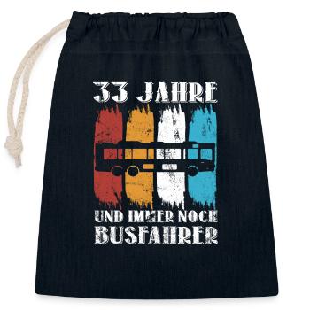 Busfahrer 33 Jahre Busfahren 33 Geburtstag Spruch - Verschließbarer Geschenkbeutel aus Baumwolle (25x30cm) - Navy - Vorne