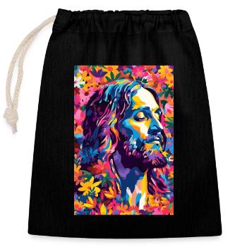 Art mural Living Jesus, téléchargement numérique, - Sac cadeau en coton avec cordon (25 x 30 cm) - noir - Devant