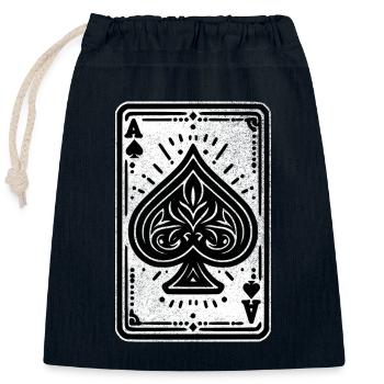 Pik Ass Karte - Verschließbarer Geschenkbeutel aus Baumwolle (25x30cm) - Navy - Vorne