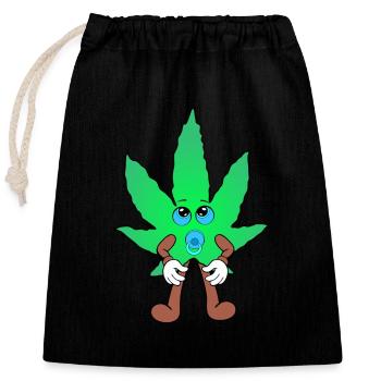 Der Bloom - Baby Bloom Weed Cannabis Marihuana - Verschließbarer Geschenkbeutel aus Baumwolle (25x30cm) - Schwarz - Vorne