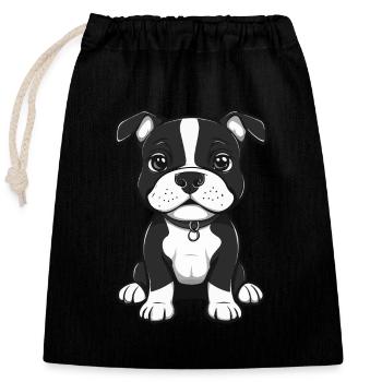 Pit Dog Cute - Closable cotton gift bag (25x30cm) - black - Front