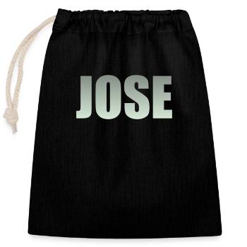 First name: Jose in green - Closable cotton gift bag (25x30cm) - black - Front