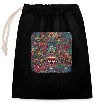 Psychedelic explosion - surrealist motif - Closable cotton gift bag (25x30cm) - black - Front