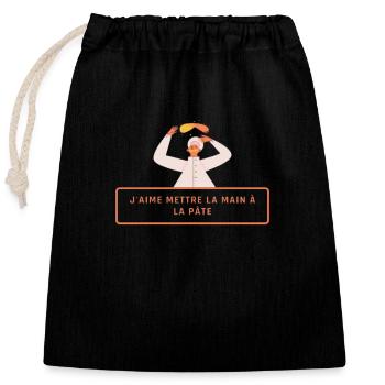 J'aime mettre la main à la pâte ! - Sac cadeau en coton avec cordon (25 x 30 cm) - noir - Devant
