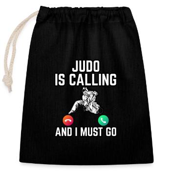 Le judo m’appelle et je dois y aller - Sac cadeau en coton avec cordon (25 x 30 cm) - noir - Devant