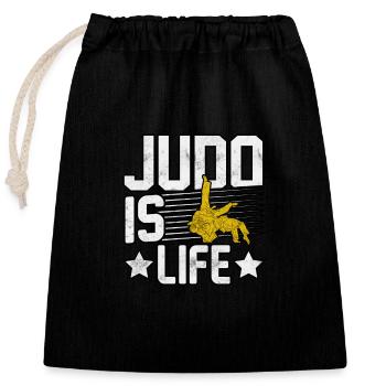 Le judo, c’est la vie - Sac cadeau en coton avec cordon (25 x 30 cm) - noir - Devant
