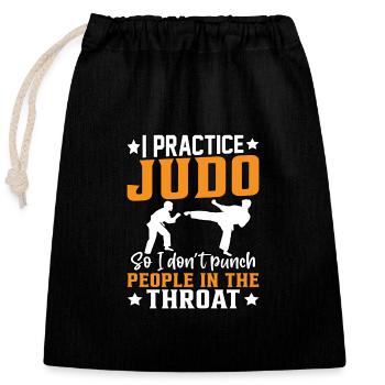 Je pratique le Judo pour ne pas frapper les gens dans le - Sac cadeau en coton avec cordon (25 x 30 cm) - noir - Devant