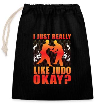 J’aime vraiment le judo, d’accord - Sac cadeau en coton avec cordon (25 x 30 cm) - noir - Devant