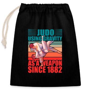 Le judo utilise la gravité comme arme depuis 1882 - Sac cadeau en coton avec cordon (25 x 30 cm) - noir - Devant