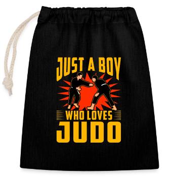 Juste un garçon qui aime le judo - Sac cadeau en coton avec cordon (25 x 30 cm) - noir - Devant