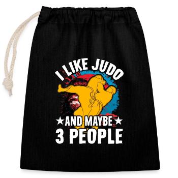 J’aime le Judo et peut-être 3 personnes - Sac cadeau en coton avec cordon (25 x 30 cm) - noir - Devant