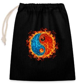 Yin Yang Wasserfeuer - Verschließbarer Geschenkbeutel aus Baumwolle (25x30cm) - Schwarz - Vorne