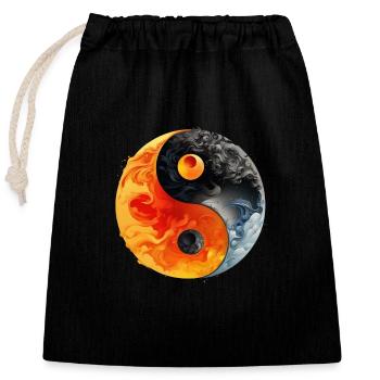 Yin Yang - Verschließbarer Geschenkbeutel aus Baumwolle (25x30cm) - Schwarz - Vorne