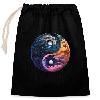 Yin Yang - Closable cotton gift bag (25x30cm) - black - Front
