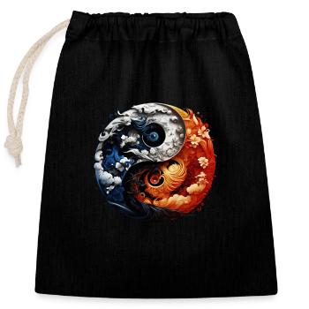 Yin Yang - Closable cotton gift bag (25x30cm) - black - Front